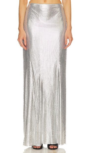 h:ours x bridget chainmail maxi skirt in metallic silver