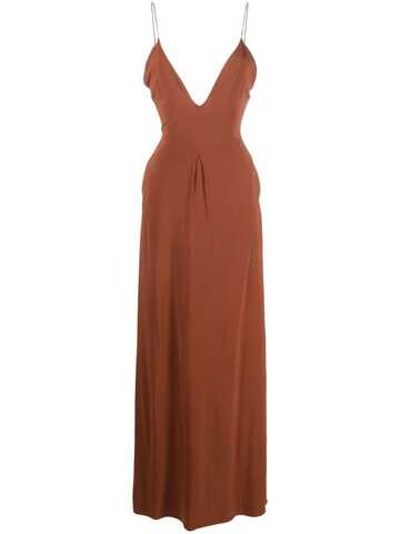 federica tosi v-neck sleeveless dress - brown