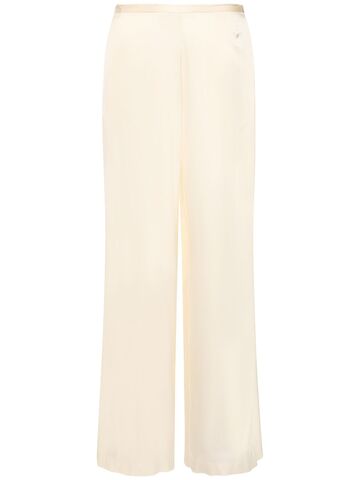 forte_forte stretch silk satin high waisted pants in white