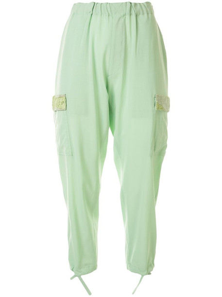 Undercover beaded embroidery tapered trousers in green