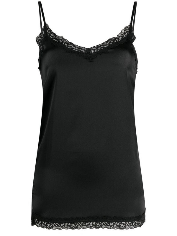 Max & Moi lace-detail camisole silk top in black