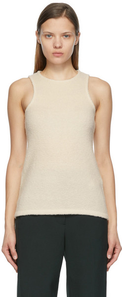 LOW CLASSIC Off-White Boucle Tank Top in ivory