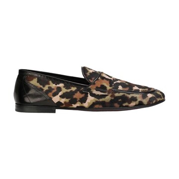 dolce & gabbana pony hair slippers with leopard and camouflage print