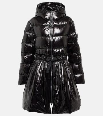 redvalentino hooded nylon down coat in black