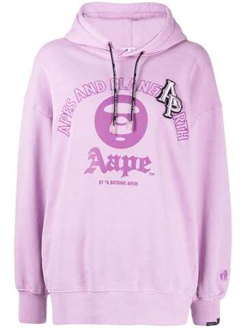 AAPE BY *A BATHING APE® AAPE BY *A BATHING APE® logo-patch graphic hoodie - Purple