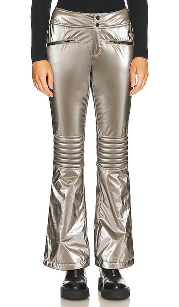 perfect moment aurora flare race pant in metallic silver