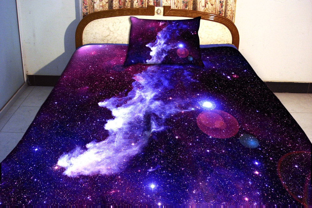Galaxy Bedding Set Two Sides Printing, Galaxy Bed Sheets Queen