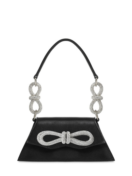 MACH & MACH Sm Samantha Leather Top Handle Bag W/bow in black