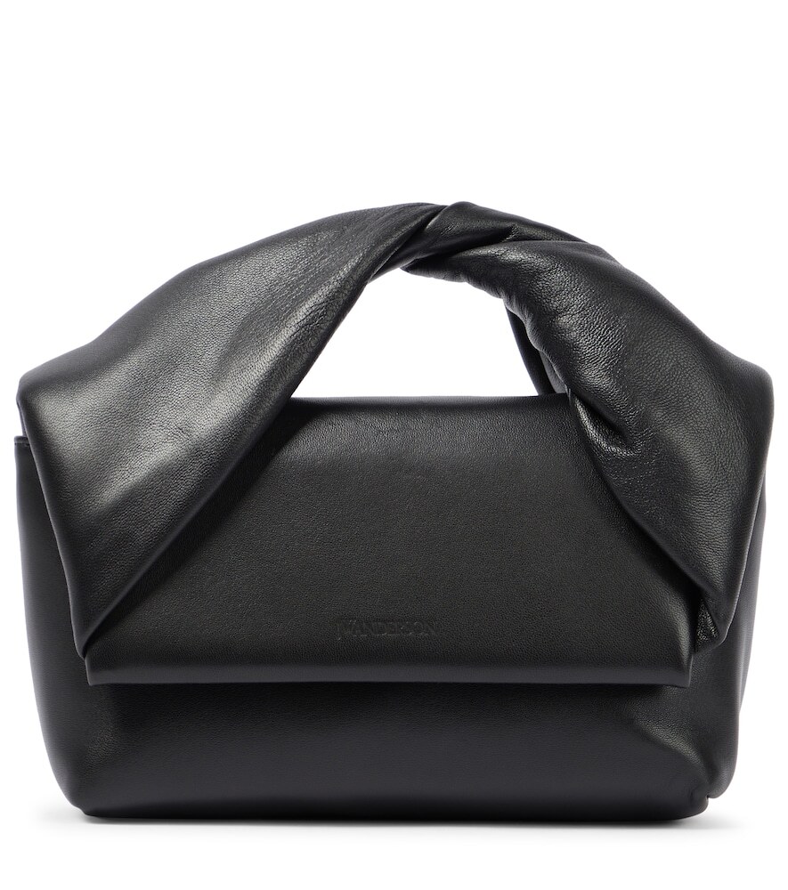 JW Anderson Twisted Midi leather shoulder bag in black