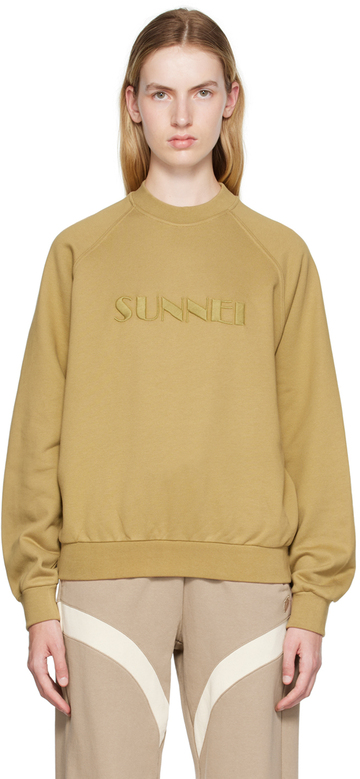 Sunnei Khaki Embroidered Sweatshirt in beige