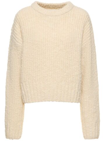 ami paris brushed textured wool sweater in ivory