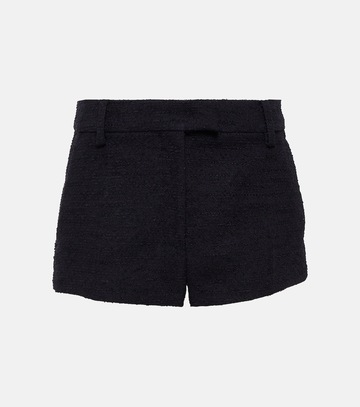 valentino high-rise tweed shorts in blue