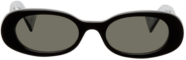 Gucci Black & Grey Oval Sunglasses