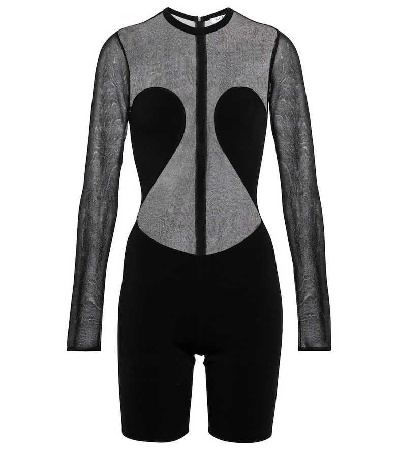 AlaÃ¯a Semi-sheer paneled jumpsuit in black