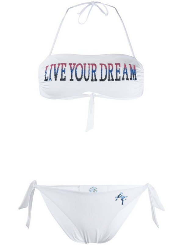 Alberta Ferretti printed bandeau bikini in white