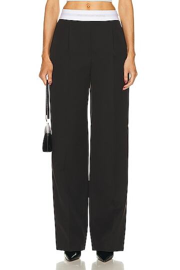 alexander wang high waisted pleated trouser in chocolate in brown