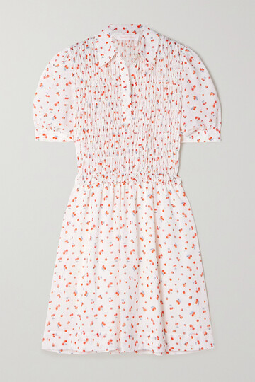See By Chloé See By Chloé - Winona Shirred Printed Georgette Mini Dress - White