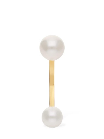 DELFINA DELETTREZ 18kt Double Pearl Mono Earring in gold