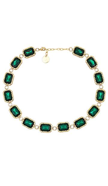 Anton Heunis Gem Cage Necklace in Metallic Gold in emerald