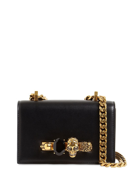 ALEXANDER MCQUEEN Mini Jeweled Leather Satchel Bag in black