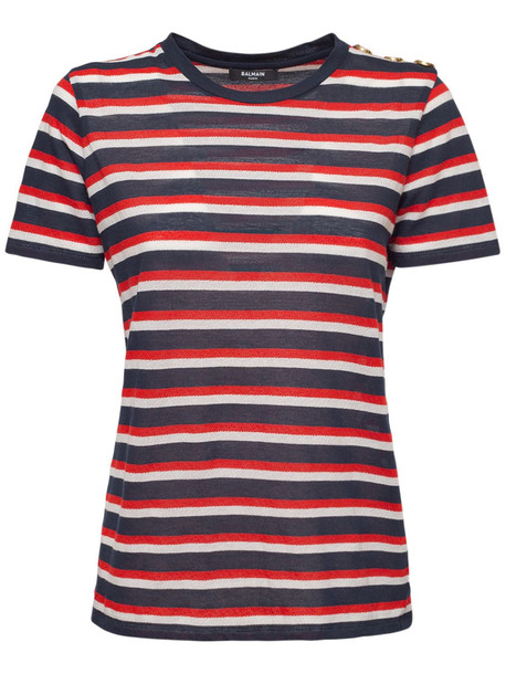 BALMAIN Cotton Jersey Striped T-shirt