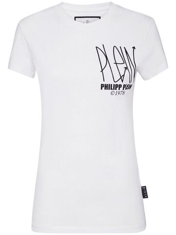 philipp plein logo-print logo-patch t-shirt - white