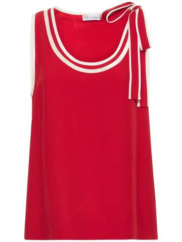RED VALENTINO Crepe Envers Satin & Crepe De Chine Top in red
