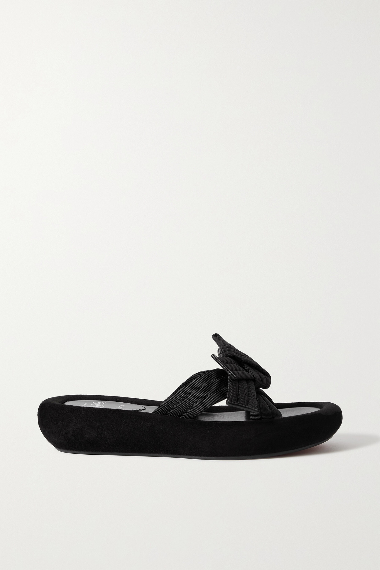 Christian Louboutin - Matriciasummer Leather-trimmed Grosgrain And Suede Platform Slides - Black
