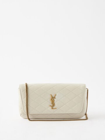 saint laurent - gaby mini quilted-leather cross-body bag - womens - white