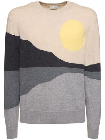 etro wool knit sweater in grey / beige