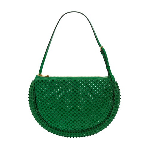 Jw Anderson Bumper Moon Leather Shoulder Bag With Crystal in green