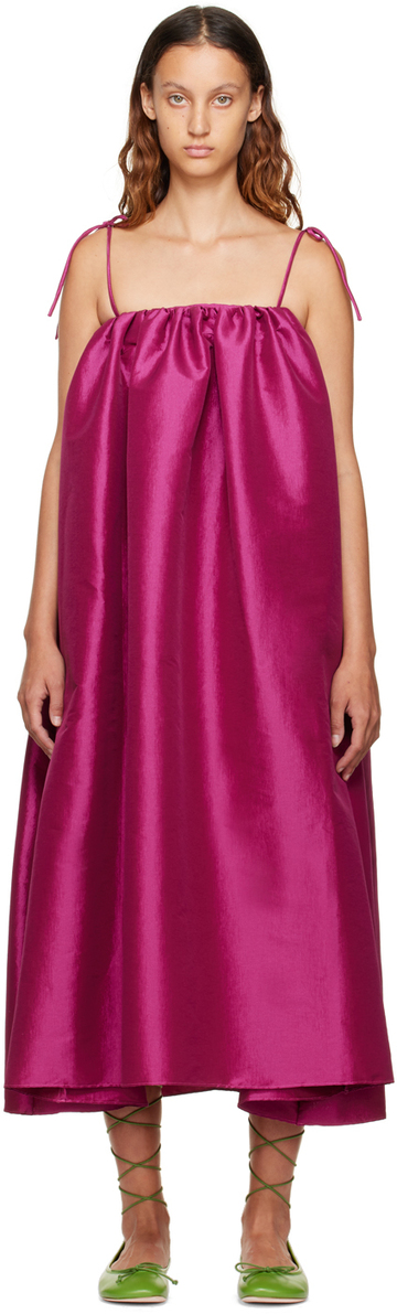 Kika Vargas Purple Luida Midi Dress in magenta