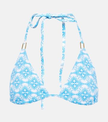 melissa odabash cancun printed bikini top in blue