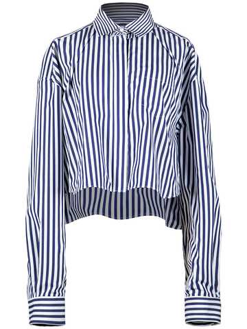 sacai striped cotton poplin crop shirt in blue / white