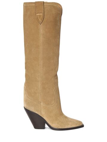 isabel marant 90mm lomero-gz suede tall boots in taupe