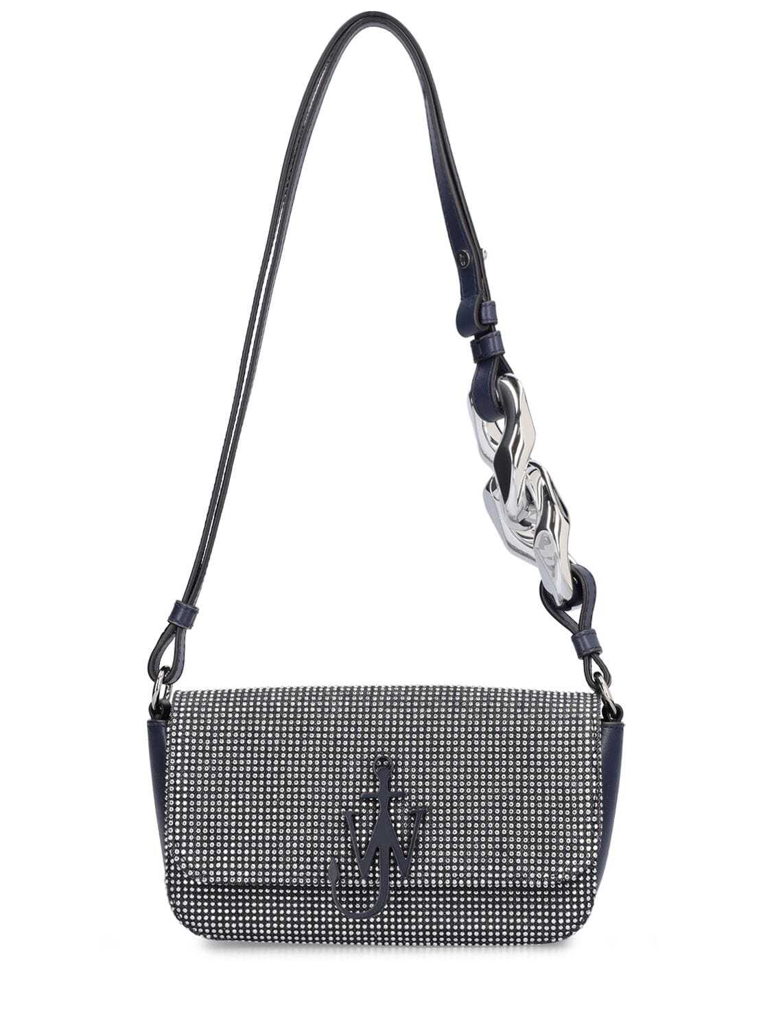 JW ANDERSON Anchor Studded Chain Bag in indigo / silver