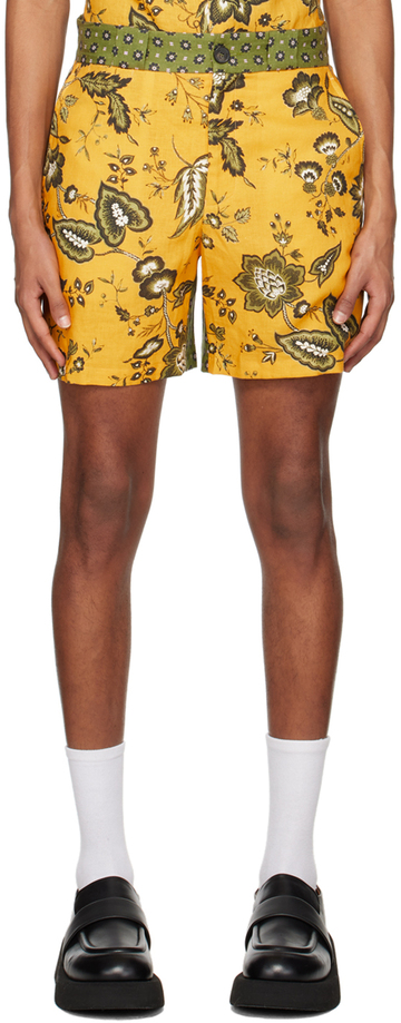 erdem yellow lucas shorts in saffron