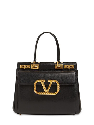 VALENTINO GARAVANI Small Alcove Leather Top Handle Bag in black