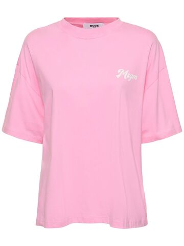 msgm logo cotton boxy t-shirt in pink