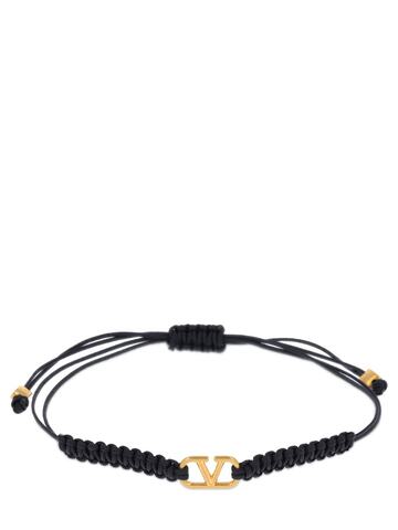 valentino garavani v logo adjustable bracelet in black