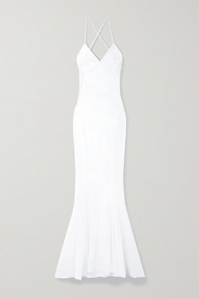 Norma Kamali - Fishtail Stretch-mesh Maxi Dress - White