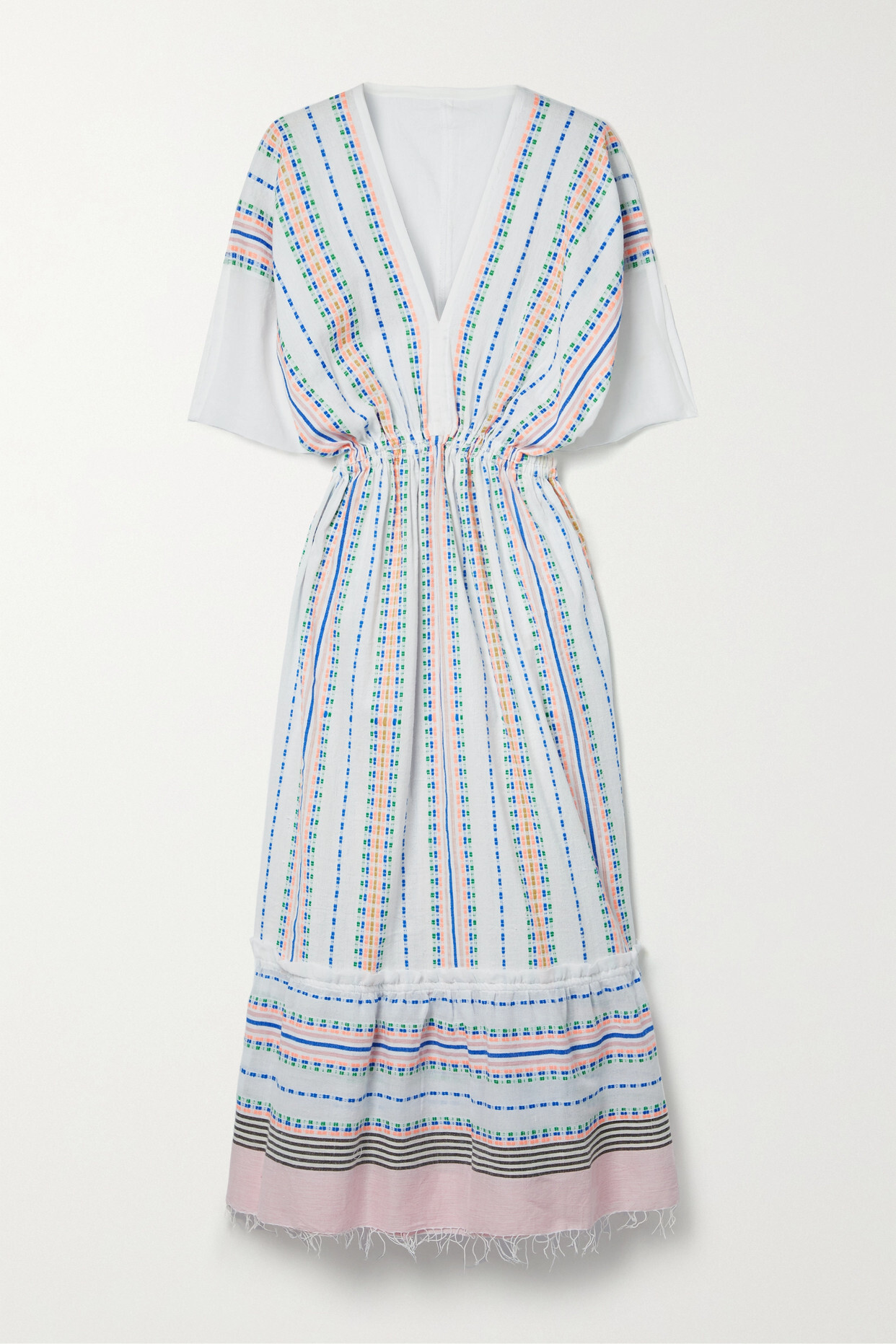 LemLem - Doti Fringed Striped Cotton-blend Gauze Midi Dress - White