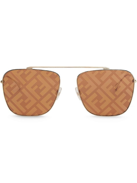 Fendi FF-printed caravan sunglasses in brown