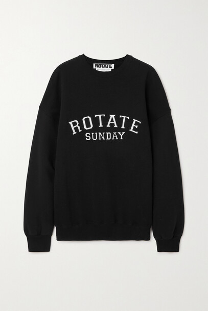 ROTATE Birger Christensen - + Net Sustain Iris Oversized Appliquéd Organic Cotton-jersey Sweatshirt - Black