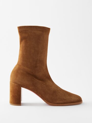christian louboutin - stretchadoxa 70 suede ankle boots - womens - brown