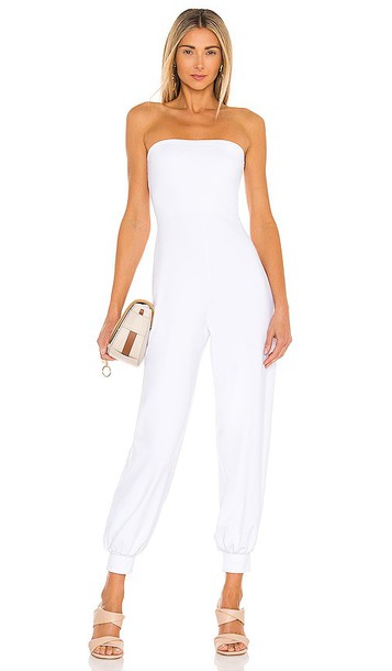 Susana Monaco Strapless Cuffed Ankle Jumpsuit in White