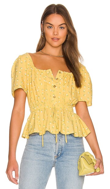 line & dot carly top in yellow