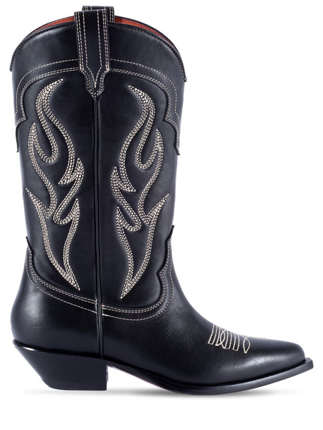 SONORA 35mm Santafe Leather Western Boots in black / white