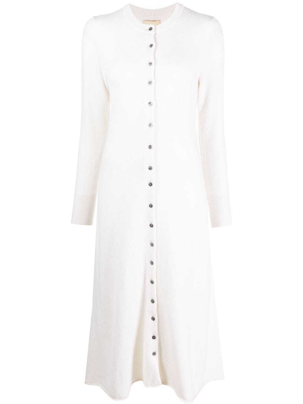 PAULA buttoned-up knitted dress - White