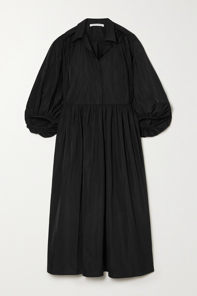 Cecilie Bahnsen - Julia Gathered Recycled Satin Shirt Dress - Black